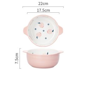 Ceramic Double-ear Large Soup Bowl Anti-scalding Instant Noodle Bowl