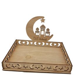 Wooden Moon Ornaments Holiday Decoration Dining Table Dessert Tray Crafts