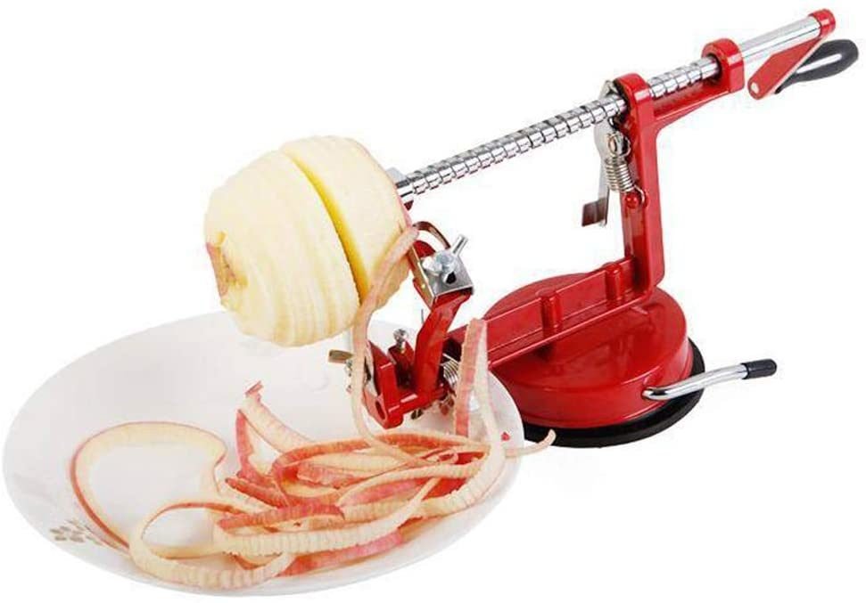 New 3-in-1 Stainless Steel Hand-cranking Apple Peeler Slicer Peeler Red New 3-in-1 Stainless Steel Hand-cranking Apple Peeler Slicer Peeler Red