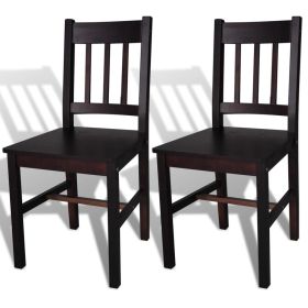 Dining Chairs 2 pcs Dark Brown Pinewood