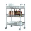 3 Layers Removable Storage Cart, Honeycomb Mesh Style,Gap Kitchen Slim Slide Out Storage Tower Rack with Wheels, Cupboard with Casters RT