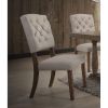 Bernard Side Chair (Set-2) in Cream Linen & Weathered Oak