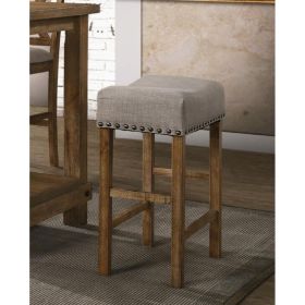 Martha II Counter Height Stool (Set-2) in Tan Linen & Weathered Oak 70833