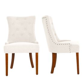 LYHome Mordern Fabric Dining Chairs;  2-Pcs Set;  Iceam cream white