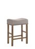 Martha II Counter Height Stool (Set-2) in Tan Linen & Weathered Oak 70833