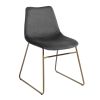 Modern Dining Chairs Set of 2; Velvet Upholstered Side Chairs with Golden Metal Legs for Dining Room Furniture; Grey