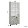 Cabinet with 2 Doors &3 open shelves Modern; Freestanding Sideboard Storage Cabinet Entryway Floor buffet storage for Living Room Office Bedroom