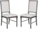 Leventis Side Chair (Set-2) in Cream Linen & Weathered Gray