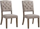 Bernard Side Chair (Set-2) in Cream Linen & Weathered Oak