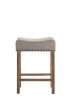 Martha II Counter Height Stool (Set-2) in Tan Linen & Weathered Oak 70833