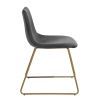 Modern Dining Chairs Set of 2; Velvet Upholstered Side Chairs with Golden Metal Legs for Dining Room Furniture; Grey