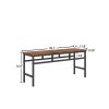 Dining table set 3PC;  structural strengthening;  industrial style (Rustic Brown; 43.31''L x 27.56''W x 29.53''H)