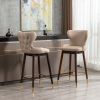 29.9&quot; Modern Leathaire Fabric bar chairs; Tufted Gold Nailhead Trim Gold Decoration Bar stools; Set of 2 (Beige)