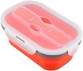 Lunch Box Collapsible Silicone Food Storage with Fork Spoon Expandable Eco Lunch Bento Box BPA-Free Dishwasher Freezer Microwave Safe