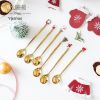 Christmas party tableware dessert fork ice cream coffee stir spoon holiday stainless steel tableware set