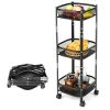 3-Tier Folding Metal Storage Rack Rolling Utility Cart