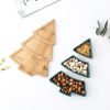 Creative Christmas tree ceramic snack plate with bamboo plate Christmas tree shaped plate dessert fruit plate candy plate cross-border exclusive suppl