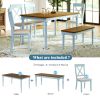 6 Piece Dining Table set with Bench; Wooden Kitchen Table Set w/ 4 Padded Dining Chairs