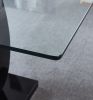 Contemporary Tempered Glass Top Double Pedestal Dining Table;  size 63" x 35.4" x 29.5" (Black or White)