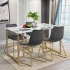 Modern Dining Chairs Set of 2;  Velvet Upholstered Side Chairs with Golden Metal Legs for Dining Room Furniture