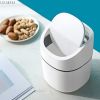 Desktop Mini Trash Can Pressing Cover Dustbin Home Plastic Waste Bin Office Small Garbage Basket Sundries Barrel Cleaning Tools