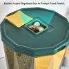 4-Grid Rice Dispenser Rotatable Sealed Grain Food Storage Box Rice Bucket