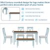 6 Piece Dining Table set with Bench; Wooden Kitchen Table Set w/ 4 Padded Dining Chairs