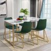 Modern Dining Chairs Set of 2;  Velvet Upholstered Side Chairs with Golden Metal Legs for Dining Room Furniture